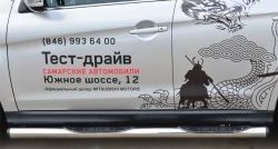 83 999 р. Защита порогов с пластиковыми вставками для ног из круглой трубы диаметром 76 мм Russtal Mitsubishi ASX 1-ый рестайлинг (2013-2016) (Защита порогов с со скосами на торцах (вариант 1))  с доставкой в г. Майкоп. Увеличить фотографию 5