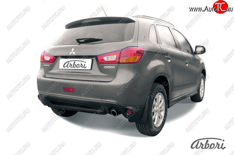 5 219 р. Защита заднего бампера Arbori (короткая, черная, 1 труба d57 mm). Mitsubishi ASX 1-ый рестайлинг (2013-2016)  с доставкой в г. Майкоп