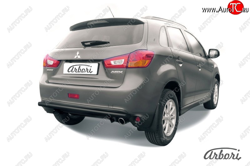 6 029 р. Защита заднего бампера Arbori (черная, 1 труба d57 mm). Mitsubishi ASX 1-ый рестайлинг (2013-2016)  с доставкой в г. Майкоп