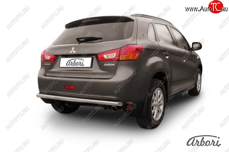11 429 р. Защита заднего бампера Arbori (нержавейка, 1 труба d57 mm). Mitsubishi ASX 1-ый рестайлинг (2013-2016)  с доставкой в г. Майкоп