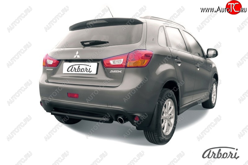 6 029 р. Защита заднего бампера Arbori (короткая, черная, 1 труба d76 mm). Mitsubishi ASX 1-ый рестайлинг (2013-2016)  с доставкой в г. Майкоп