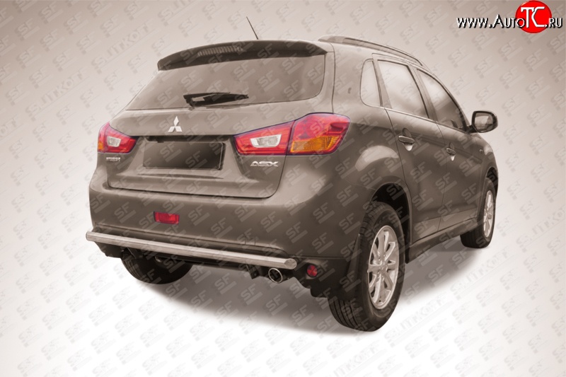 11 599 р. Защита заднего бампера из длинной трубы диаметром 57 мм Slitkoff Mitsubishi ASX 1-ый рестайлинг (2013-2016) (Нержавейка, Полированная)  с доставкой в г. Майкоп