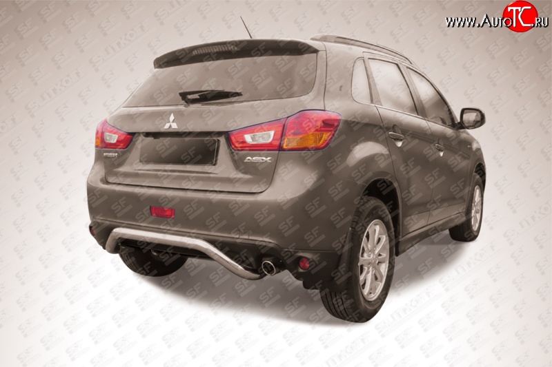 11 449 р. Фигурная защита заднего бампера диаметром 57 мм Slitkoff  Mitsubishi ASX (2013-2016) 1-ый рестайлинг (Нержавейка, Полированная)  с доставкой в г. Майкоп