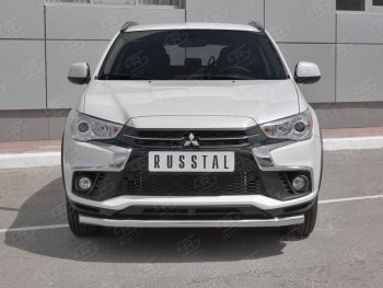 Защита переднего бампера (Ø63 мм, секции, нержавейка) SLITKOFF Mitsubishi ASX (2017-2020) 2-ой рестайлинг