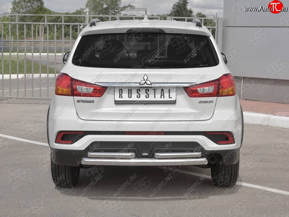16 699 р. Защита заднего бампера (Ø63/2 по 42 мм, нержавейка) SLITKOFF  Mitsubishi ASX (2017-2020) 2-ой рестайлинг  с доставкой в г. Майкоп