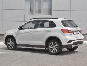 10 949 р. Защита заднего бампера (Ø75x42 мм, нержавейка) Russtal Mitsubishi ASX 2-ой рестайлинг (2017-2020)  с доставкой в г. Майкоп. Увеличить фотографию 2