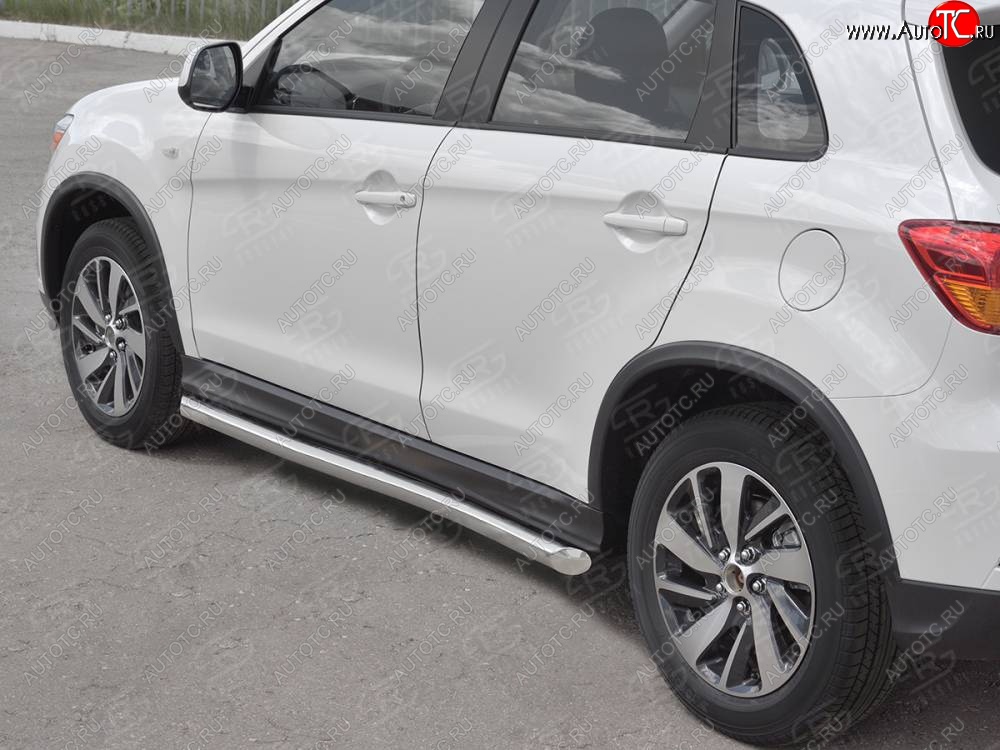 19 999 р. Защита порогов (Ø63 мм, нержавейка) SLITKOFF  Mitsubishi ASX (2017-2020) 2-ой рестайлинг (Металлические торцы под 45°)  с доставкой в г. Майкоп