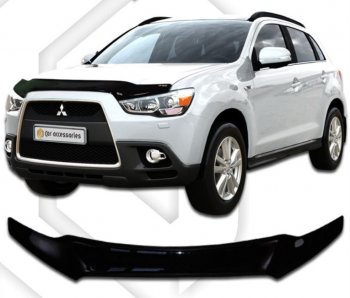 1 999 р. Дефлектор капота CA-Plastic Mitsubishi ASX 2-ой рестайлинг (2017-2020) (серия Classic черный)  с доставкой в г. Майкоп. Увеличить фотографию 2