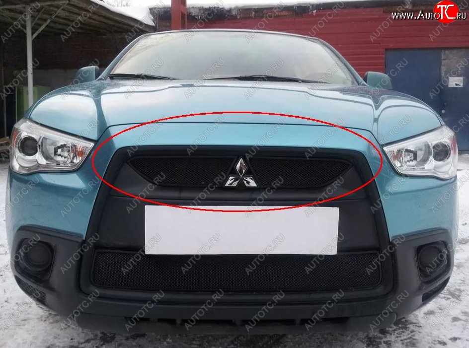 3 799 р. Защитная решётка в воздуховод автомобиля Russtal (черная) Mitsubishi ASX дорестайлинг (2010-2012)  с доставкой в г. Майкоп