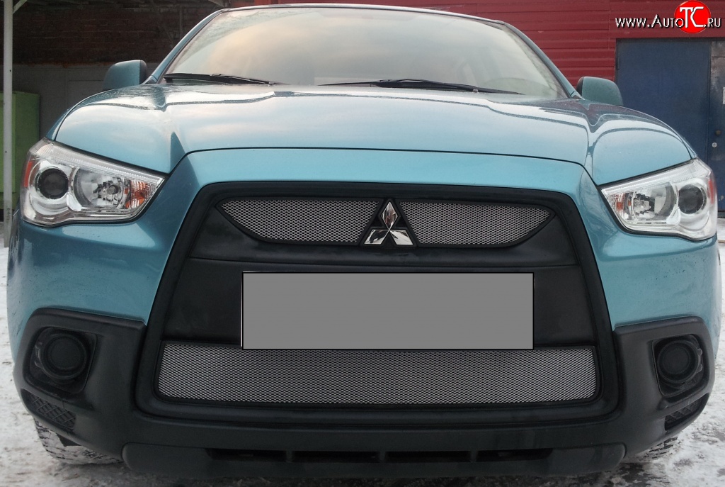 4 049 р. Сетка на бампер Allest (матовый хром) Mitsubishi ASX дорестайлинг (2010-2012)  с доставкой в г. Майкоп