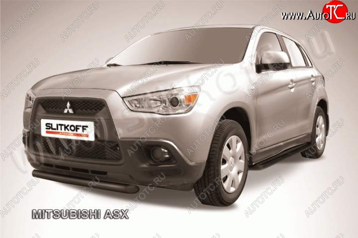 8 849 р. Защита переднего бампера из труб d57 Slitkoff  Mitsubishi ASX (2010-2012) дорестайлинг (Цвет: серебристый)  с доставкой в г. Майкоп