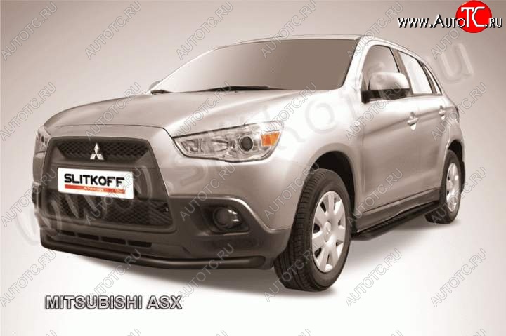 9 449 р. Защита переднего бампера из трубы d57 Slitkoff  Mitsubishi ASX (2010-2012) дорестайлинг (Цвет: серебристый)  с доставкой в г. Майкоп