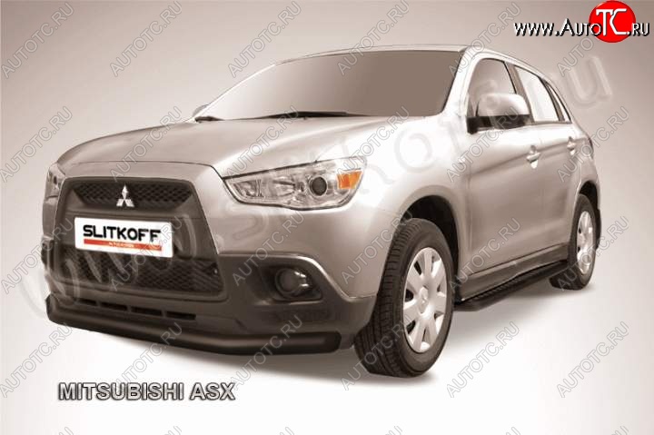 10 399 р. Защита переднего бампера из трубы d76 Slitkoff  Mitsubishi ASX (2010-2012) дорестайлинг (Цвет: серебристый)  с доставкой в г. Майкоп