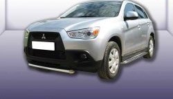 Защита переднего бампера из короткой трубы диаметром 57 мм Slitkoff Mitsubishi ASX (2010-2012) дорестайлинг