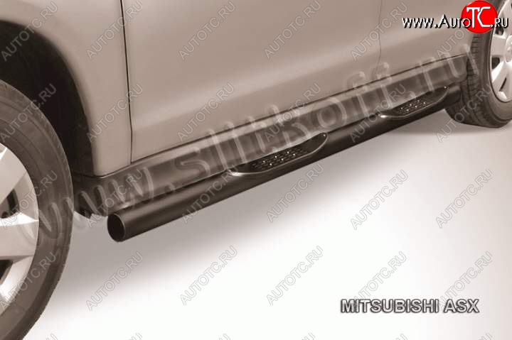 14 299 р. Защита порогов Slitkoff  Mitsubishi ASX (2010-2012) дорестайлинг (Цвет: серебристый)  с доставкой в г. Майкоп