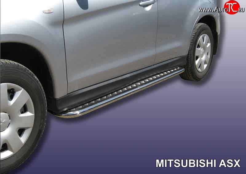 16 999 р. Широкая защита порогов Slitkoff  Mitsubishi ASX (2010-2012) дорестайлинг  с доставкой в г. Майкоп