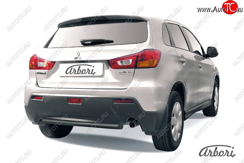 6 389 р. Защита заднего бампера Arbori (короткая, черная, 1 труба d57 mm). Mitsubishi ASX дорестайлинг (2010-2012)  с доставкой в г. Майкоп