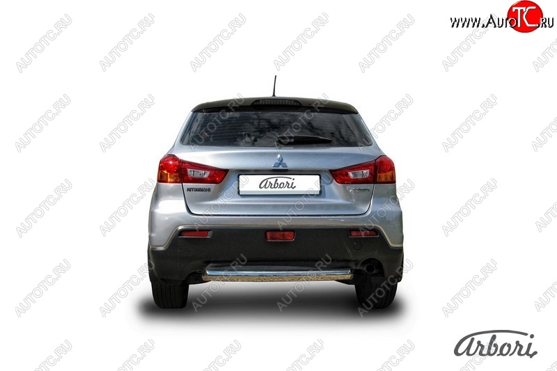 10 772 р. Защита заднего бампера Arbori (короткая, нержавейка, 1 труба d57 mm). Mitsubishi ASX дорестайлинг (2010-2012)  с доставкой в г. Майкоп