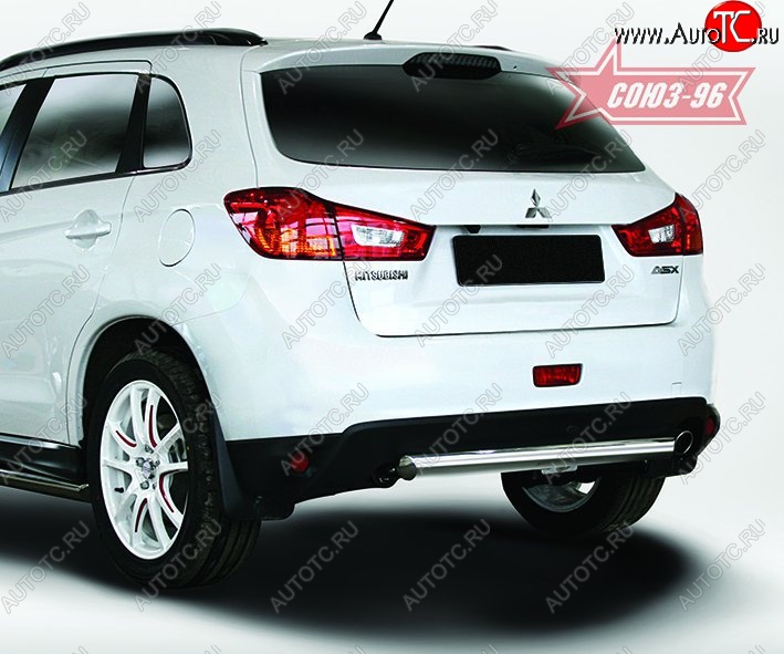 1 169 р. Овальная защита заднего бампера диаметром трубы 75 и 42 мм Souz-96 Mitsubishi ASX 1-ый рестайлинг (2013-2016)  с доставкой в г. Майкоп