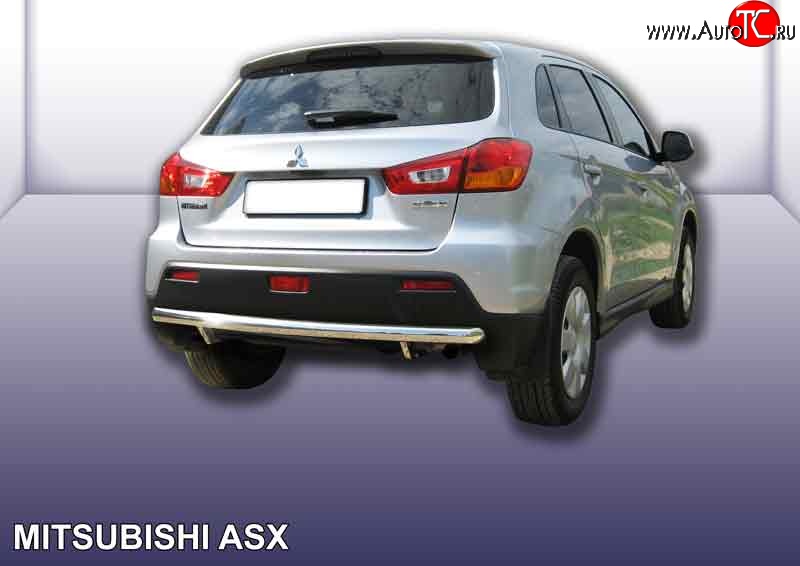 12 299 р. Защита заднего бампера из длинной трубы диаметром 57 мм Slitkoff Mitsubishi ASX дорестайлинг (2010-2012) (Нержавейка, Полированная)  с доставкой в г. Майкоп