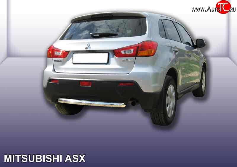 10 849 р. Защита заднего бампера из короткой трубы диаметром 57 мм Slitkoff Mitsubishi ASX дорестайлинг (2010-2012) (Нержавейка, Полированная)  с доставкой в г. Майкоп