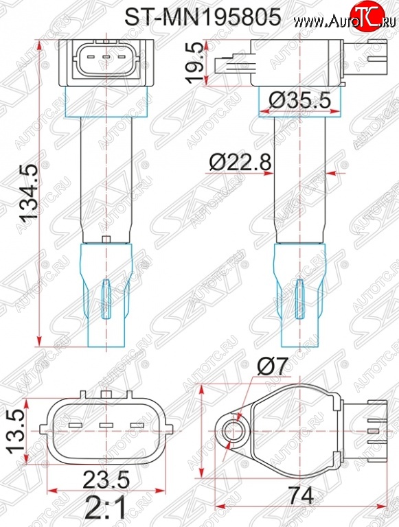 1 499 р. Катушка зажигания SAT Mitsubishi ASX дорестайлинг (2010-2012)  с доставкой в г. Майкоп