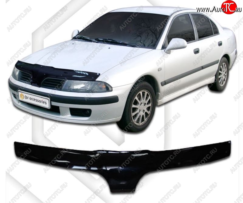 2 199 р. Дефлектор капота CA Plastic Mitsubishi Carisma (1999-2004) (Classic черный, Без надписи)  с доставкой в г. Майкоп
