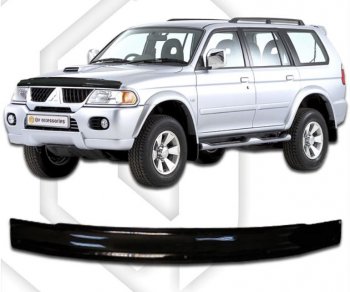 1 999 р. Дефлектор капота CA-Plastic Mitsubishi Challenger K9-W (1996-2001) (серия Classic черный)  с доставкой в г. Майкоп. Увеличить фотографию 2