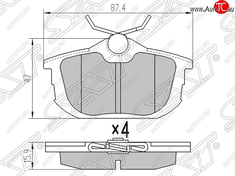 959 р. Колодки тормозные SAT (задние) Mitsubishi Lancer 9 CS универсал 1-ый рестайлинг (2003-2005)  с доставкой в г. Майкоп