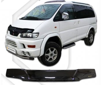 2 159 р. Дефлектор капота CA-Plastiс Mitsubishi Delica 4 рестайлинг (1997-2007) (серия Classic черный)  с доставкой в г. Майкоп. Увеличить фотографию 2