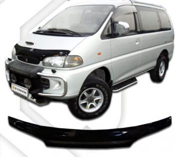 2 079 р. Дефлектор капота CA-Plastiс Mitsubishi Delica 4 дорестайлинг (1994-1997) (серия Classic черный)  с доставкой в г. Майкоп. Увеличить фотографию 2