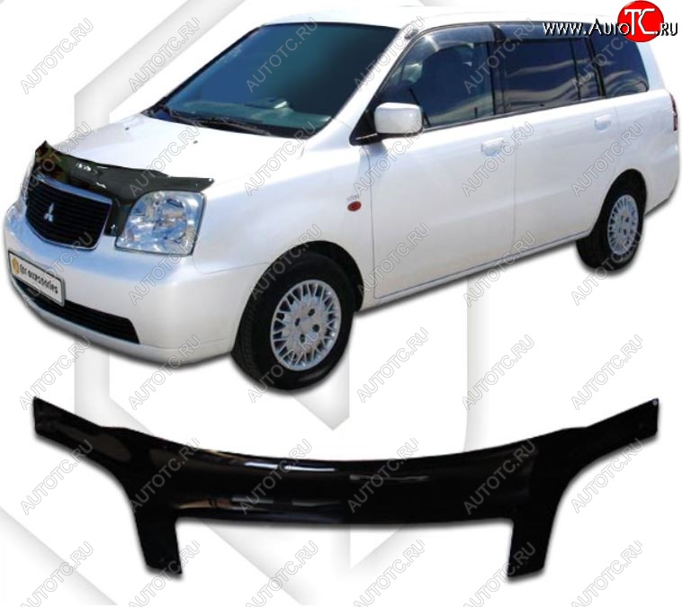 2 599 р. Дефлектор капота CA-Plastiс exclusive Mitsubishi Dion CR6W,CR9W дорестайлинг (2000-2002) (Classic черный, Без надписи)  с доставкой в г. Майкоп