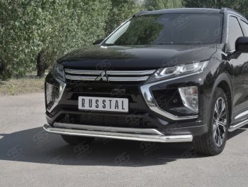 15 299 р. Защита переднего бампера (Ø63 мм, нержавейка) SLITKOFF Mitsubishi Eclipse Cross GK дорестайлинг (2017-2021)  с доставкой в г. Майкоп. Увеличить фотографию 4