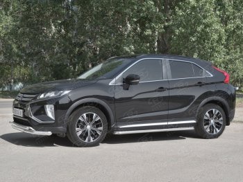 18 449 р. Защита переднего бампера (2 трубы Ø63 и 42 мм, нержавейка) SLITKOFF  Mitsubishi Eclipse Cross  GK (2017-2021) дорестайлинг  с доставкой в г. Майкоп. Увеличить фотографию 2
