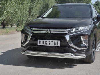 18 449 р. Защита переднего бампера (2 трубы Ø63 и 42 мм, нержавейка) SLITKOFF  Mitsubishi Eclipse Cross  GK (2017-2021) дорестайлинг  с доставкой в г. Майкоп. Увеличить фотографию 4
