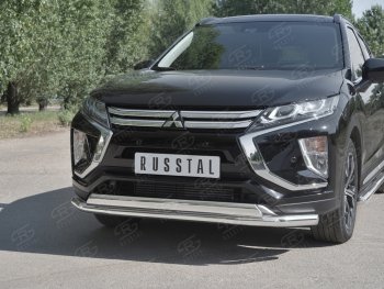 22 099 р. Защита переднего бампера (2 трубы Ø63 и 75х42 мм, нержавейка) SLITKOFF  Mitsubishi Eclipse Cross  GK (2017-2021) дорестайлинг  с доставкой в г. Майкоп. Увеличить фотографию 4