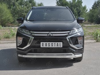 Защита переднего бампера (Ø63 мм, нержавейка) SLITKOFF Mitsubishi Eclipse Cross  GK (2017-2021) дорестайлинг