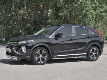 11 949 р. Защита переднего бампера (Ø75х42 мм, нержавейка) Russtal Mitsubishi Eclipse Cross GK дорестайлинг (2017-2021)  с доставкой в г. Майкоп. Увеличить фотографию 2