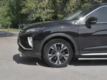 11 949 р. Защита переднего бампера (Ø75х42 мм, нержавейка) Russtal Mitsubishi Eclipse Cross GK дорестайлинг (2017-2021)  с доставкой в г. Майкоп. Увеличить фотографию 3