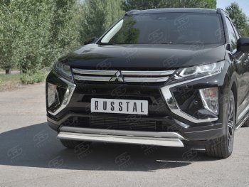 11 949 р. Защита переднего бампера (Ø75х42 мм, нержавейка) Russtal Mitsubishi Eclipse Cross GK дорестайлинг (2017-2021)  с доставкой в г. Майкоп. Увеличить фотографию 4