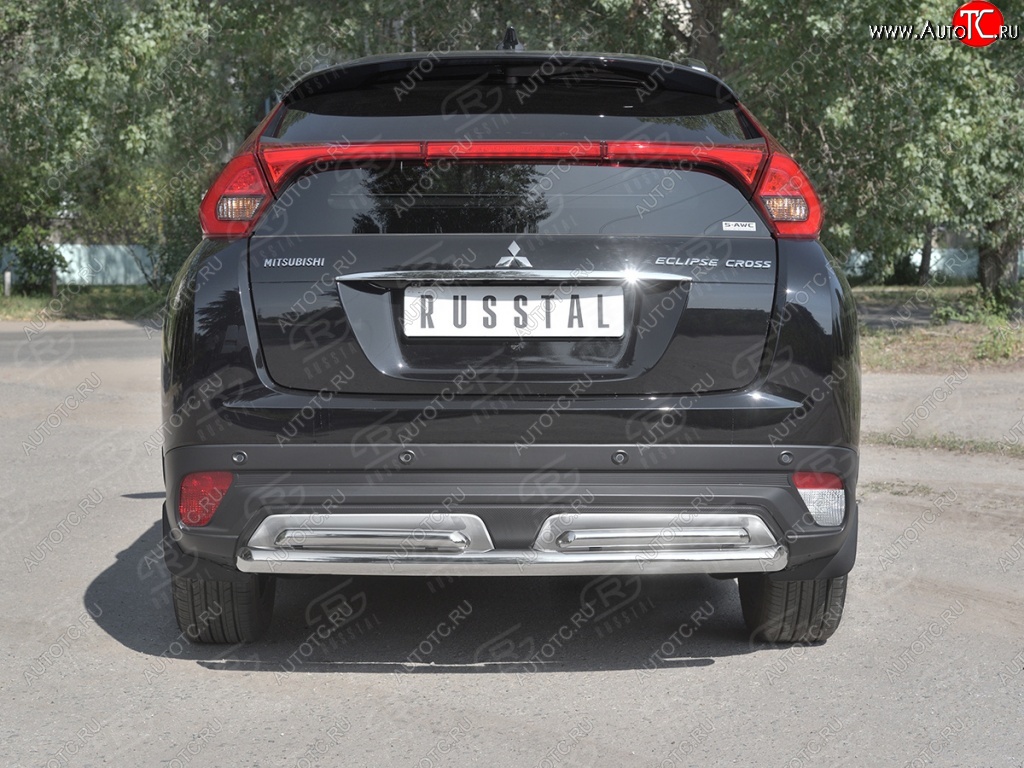 16 699 р. Защита заднего бампера (2 трубы Ø63 и 42 мм, нержавейка) SLITKOFF Mitsubishi Eclipse Cross GK дорестайлинг (2017-2021)  с доставкой в г. Майкоп