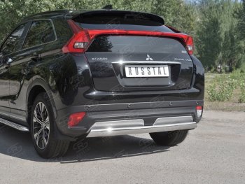 12 999 р. Защита заднего бампера (Ø75х42 мм, нержавейка) Russtal Mitsubishi Eclipse Cross GK дорестайлинг (2017-2021)  с доставкой в г. Майкоп. Увеличить фотографию 4