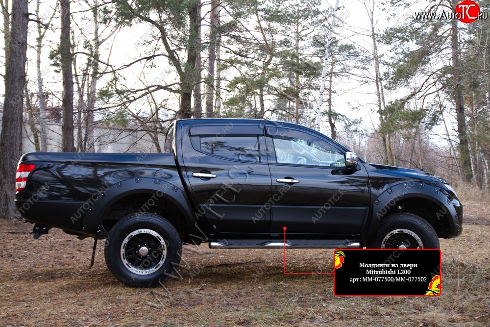 3 499 р. Молдинг двери RA (передний левый) Mitsubishi L200 5 KK,KL дорестайлинг (2015-2019) (Поверхность глянец (под окраску), Неокрашенные)  с доставкой в г. Майкоп