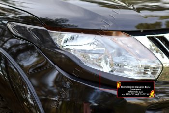 1 839 р. Накладки на фары (реснички) RA Mitsubishi L200 5 KK,KL дорестайлинг (2015-2019) (Неокрашенные)  с доставкой в г. Майкоп. Увеличить фотографию 3