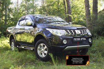 1 979 р. Защитная сетка решетки переднего бампера (шагрень) РА Mitsubishi L200 5 KK,KL дорестайлинг (2015-2019)  с доставкой в г. Майкоп. Увеличить фотографию 2