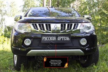 1 979 р. Защитная сетка решетки переднего бампера (шагрень) РА Mitsubishi L200 5 KK,KL дорестайлинг (2015-2019)  с доставкой в г. Майкоп. Увеличить фотографию 3