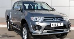 17 949 р. Защита переднего бампера (2 трубыØ63 и 42 мм, нержавейка) SLITKOFF Mitsubishi L200 5 KK,KL дорестайлинг (2015-2019)  с доставкой в г. Майкоп. Увеличить фотографию 2