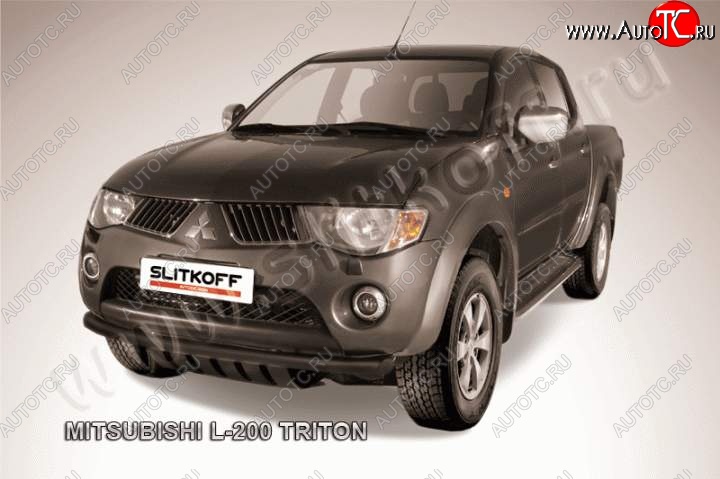 7 599 р. Защита переднего бампера из трубы d57 Slitkoff  Mitsubishi L200  5 KK,KL (2015-2019) дорестайлинг (Цвет: серебристый)  с доставкой в г. Майкоп