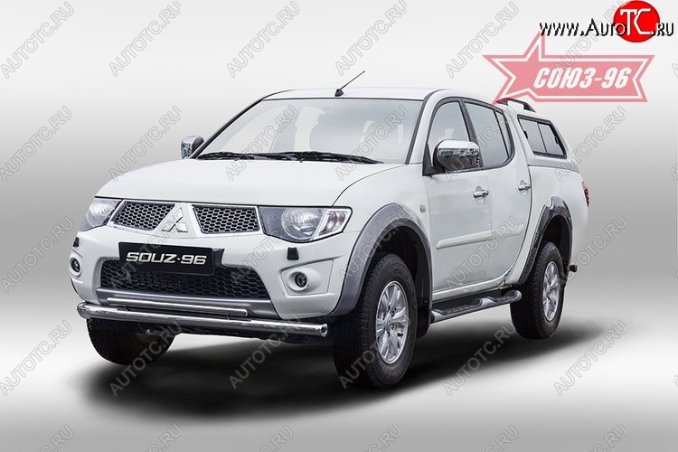 15 254 р. Защита переднего бампера двойная Souz-96 (d76/42) Mitsubishi L200 5 KK,KL дорестайлинг (2015-2019)  с доставкой в г. Майкоп