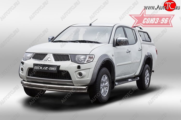 15 254 р. Защита переднего бампера двойная Souz-96 (d76/42) Mitsubishi L200 5 KK,KL дорестайлинг (2015-2019)  с доставкой в г. Майкоп